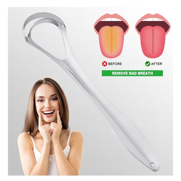 UNBRANDED Other - Metal tongue scraper for adults and children, stainless steel tongue cleaner
